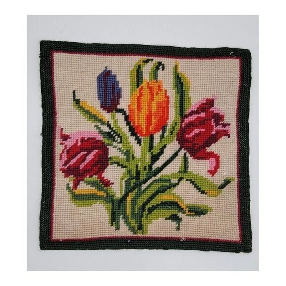Vintage Tuplip Needlepoint  - Picture 1 of 4